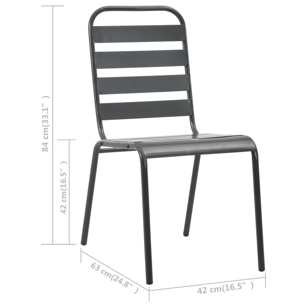 Stackable Patio Chairs Set of 2 Steel Gray P9516
