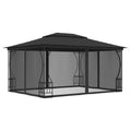 Steel Frame Gazebo with Nets 9.8x13.1ft Anthracite Outdoor Canopy Tent Y6492