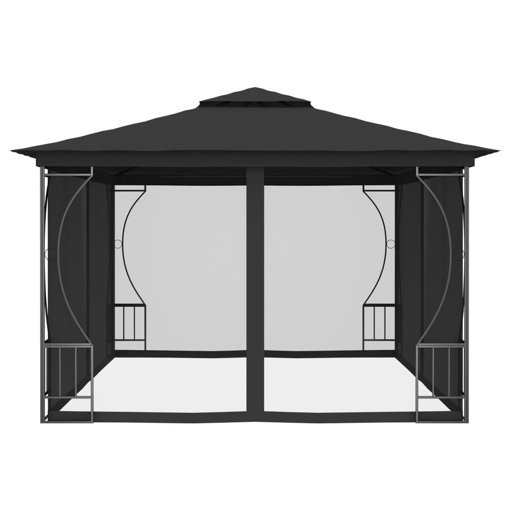 Steel Frame Gazebo with Nets 9.8x13.1ft Anthracite Outdoor Canopy Tent Y6492