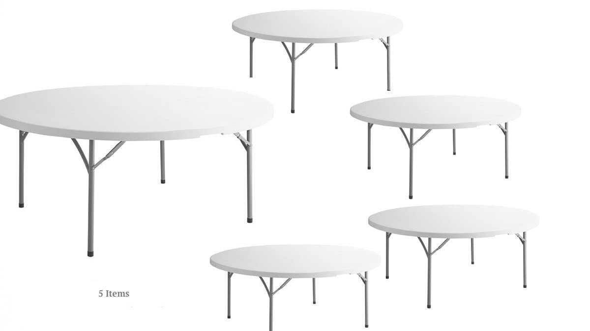 White 6-ft Plastic Folding Round Table C23741