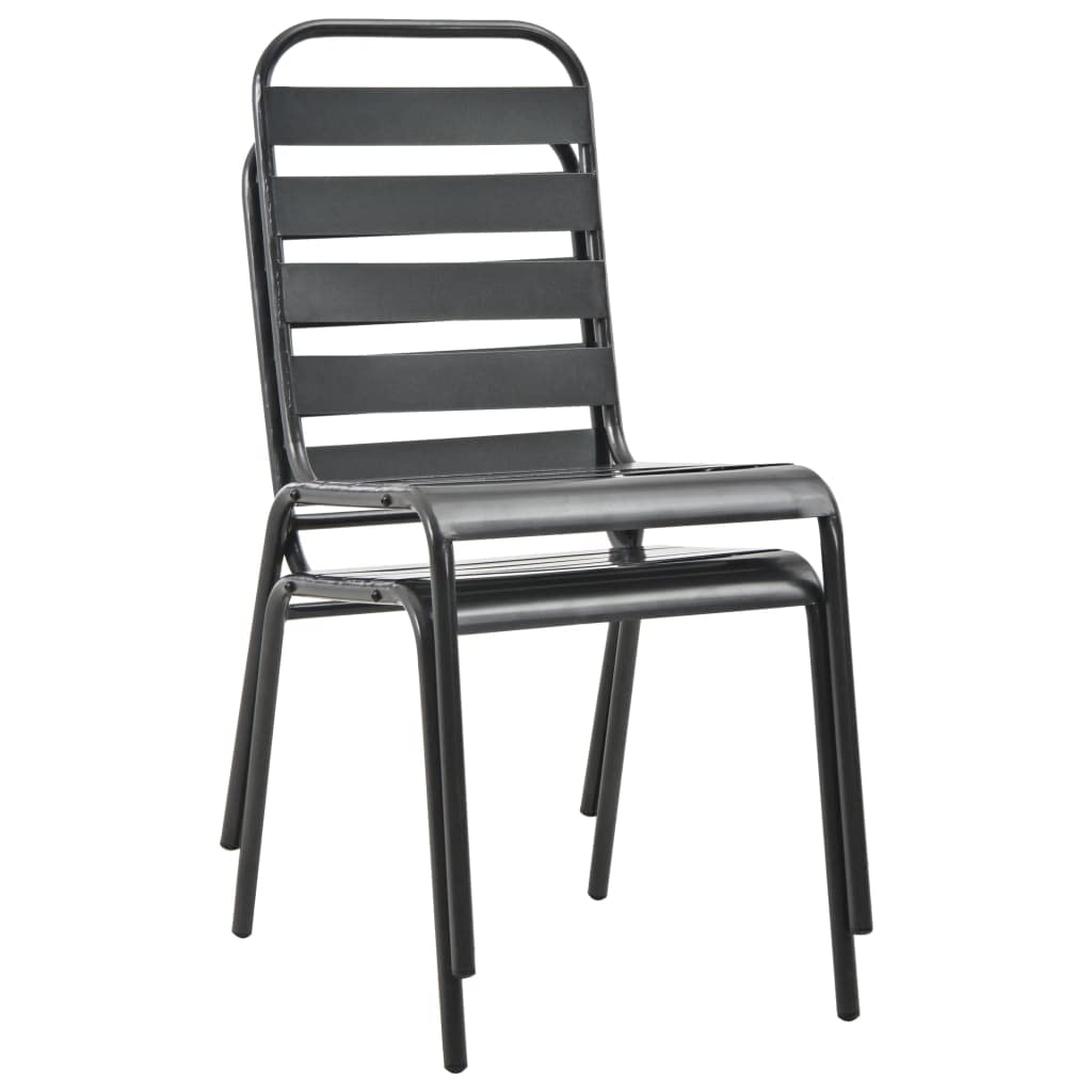 Stackable Patio Chairs Set of 2 Steel Gray P9516