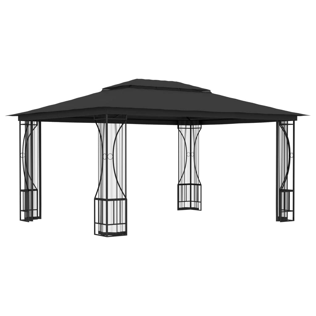 Steel Frame Gazebo with Nets 9.8x13.1ft Anthracite Outdoor Canopy Tent Y6492