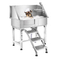 34" Stainless Steel Pet Dog Grooming Bath Tub with Walk-in Stairs M34610