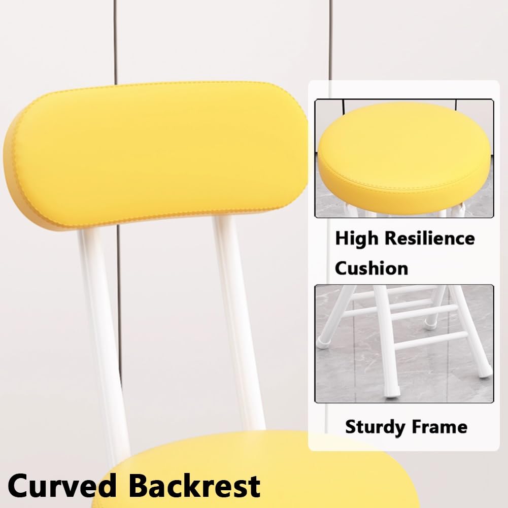 Portable Folding Stool with Backrest, 18 Inch Black L94793