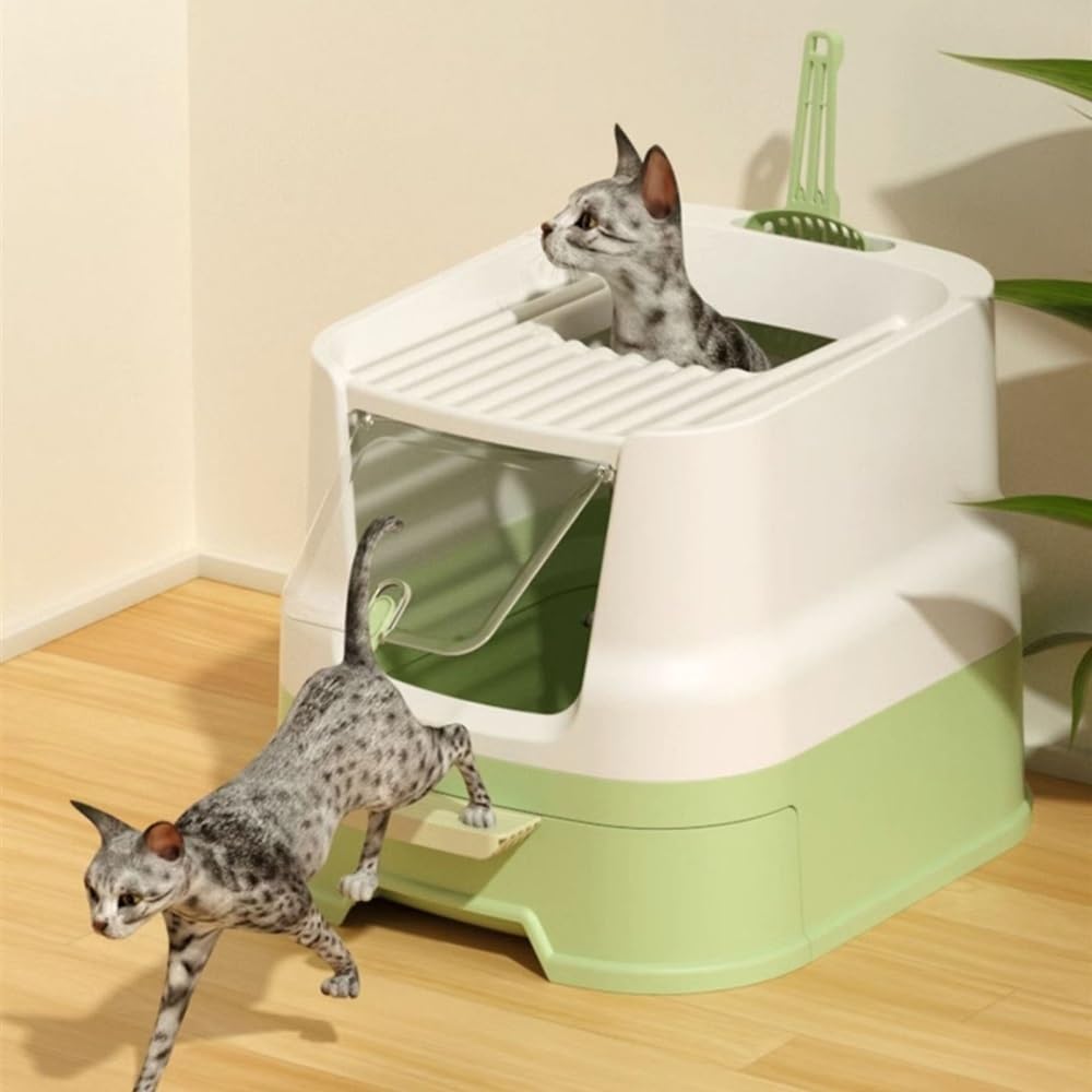 Enclosed Top-Entry Cat Litter Box with Scoop I87448