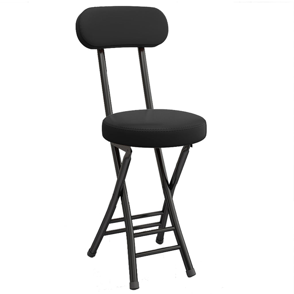 Portable Folding Stool with Backrest, 18 Inch Black L94793
