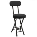Portable Folding Stool with Backrest, 18 Inch Black L94793