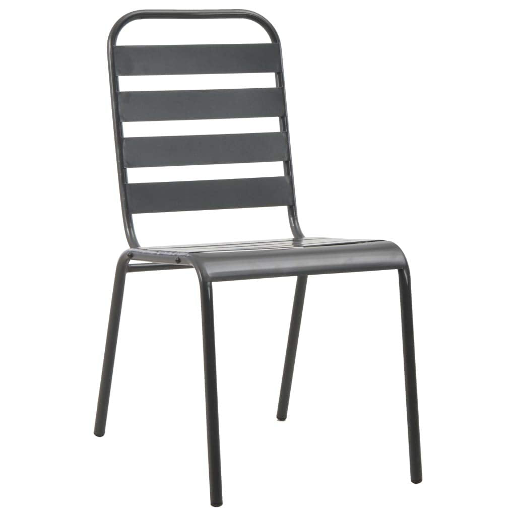 Stackable Patio Chairs Set of 2 Steel Gray P9516