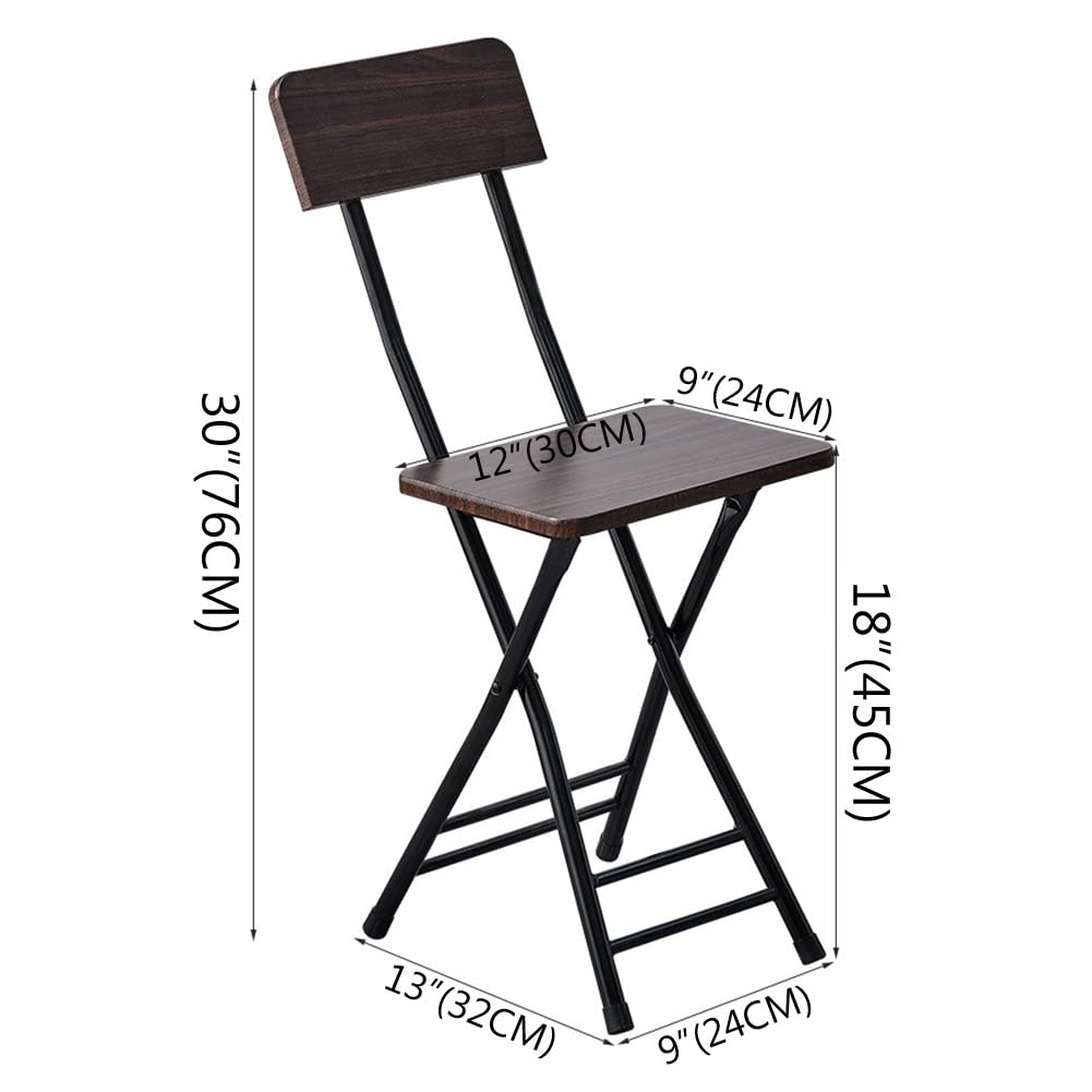 18 Inch Black Metal Folding Bar Stool with Backrest and Footrest P2124
