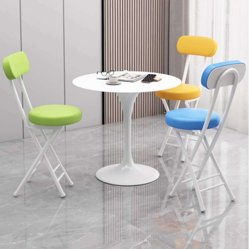 Portable Folding Stool with Backrest, 18 Inch Black L94793