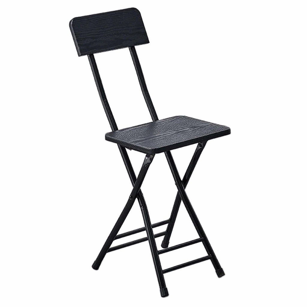 18 Inch Black Metal Folding Bar Stool with Backrest and Footrest P2124