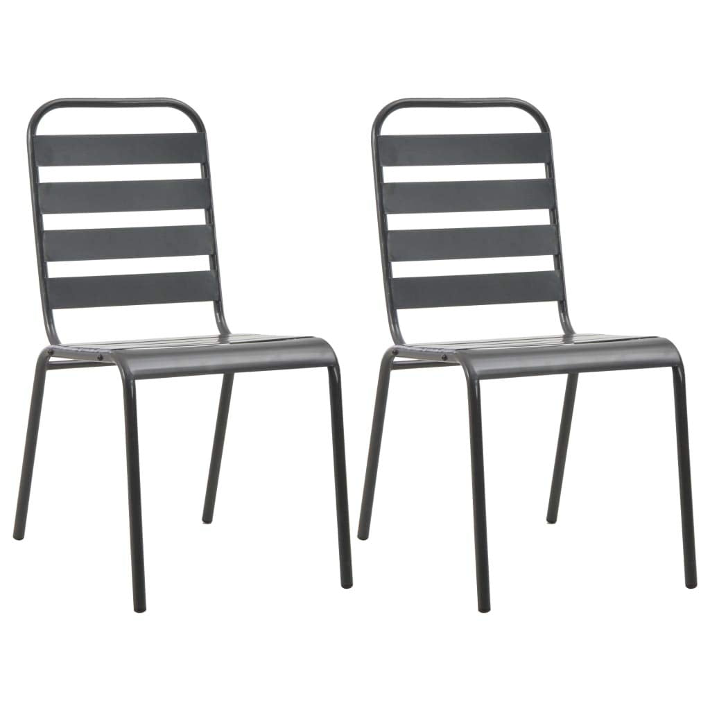 Stackable Patio Chairs Set of 2 Steel Gray P9516