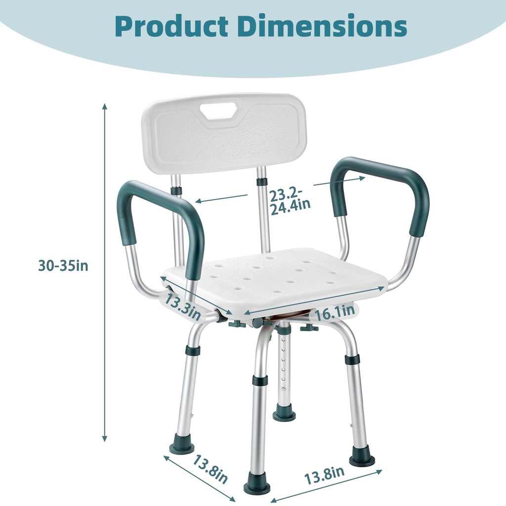 Heavy Duty Swivel Shower Chair with Arms and Back B61009