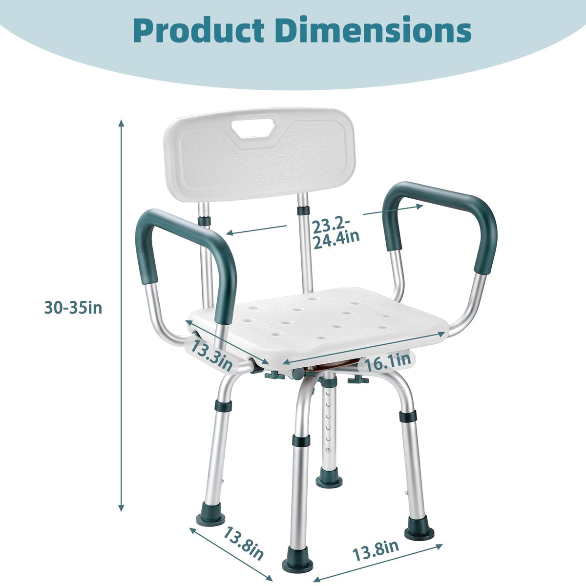 Heavy Duty Swivel Shower Chair with Arms and Back B61009