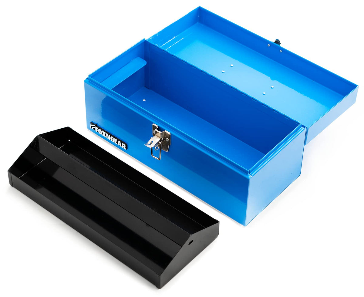 16" Steel Heavy-duty Tool Box with Metal Latch and Handle Blue F979