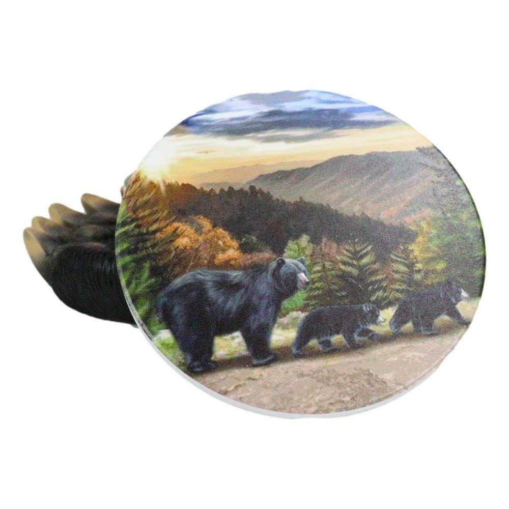 Black Bear Coaster Holder with 4 Coasters Set J230808