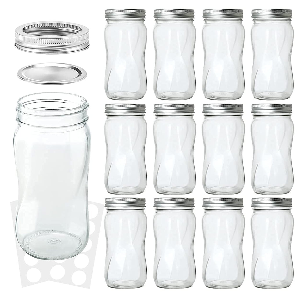 16oz Regular Mouth Mason Jars 12 Pack with Lids & Bands K399100