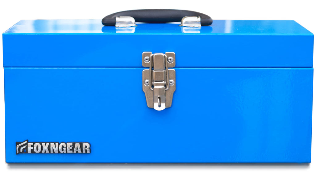 16" Steel Heavy-duty Tool Box with Metal Latch and Handle Blue F979