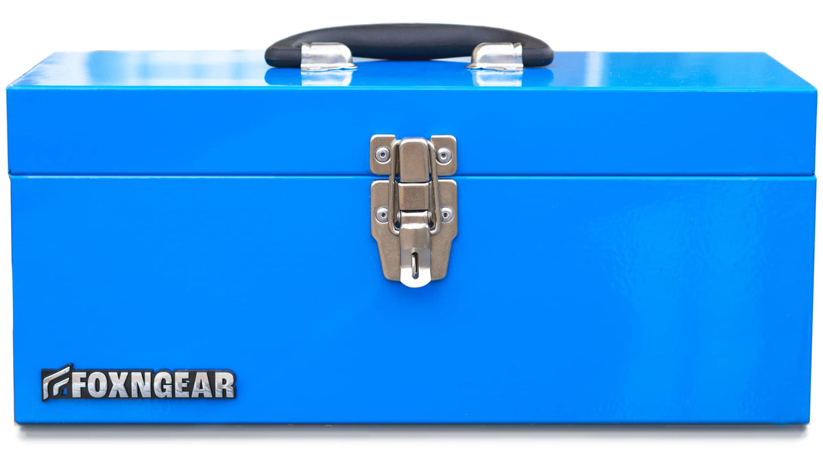 16" Steel Heavy-duty Tool Box with Metal Latch and Handle Blue F979