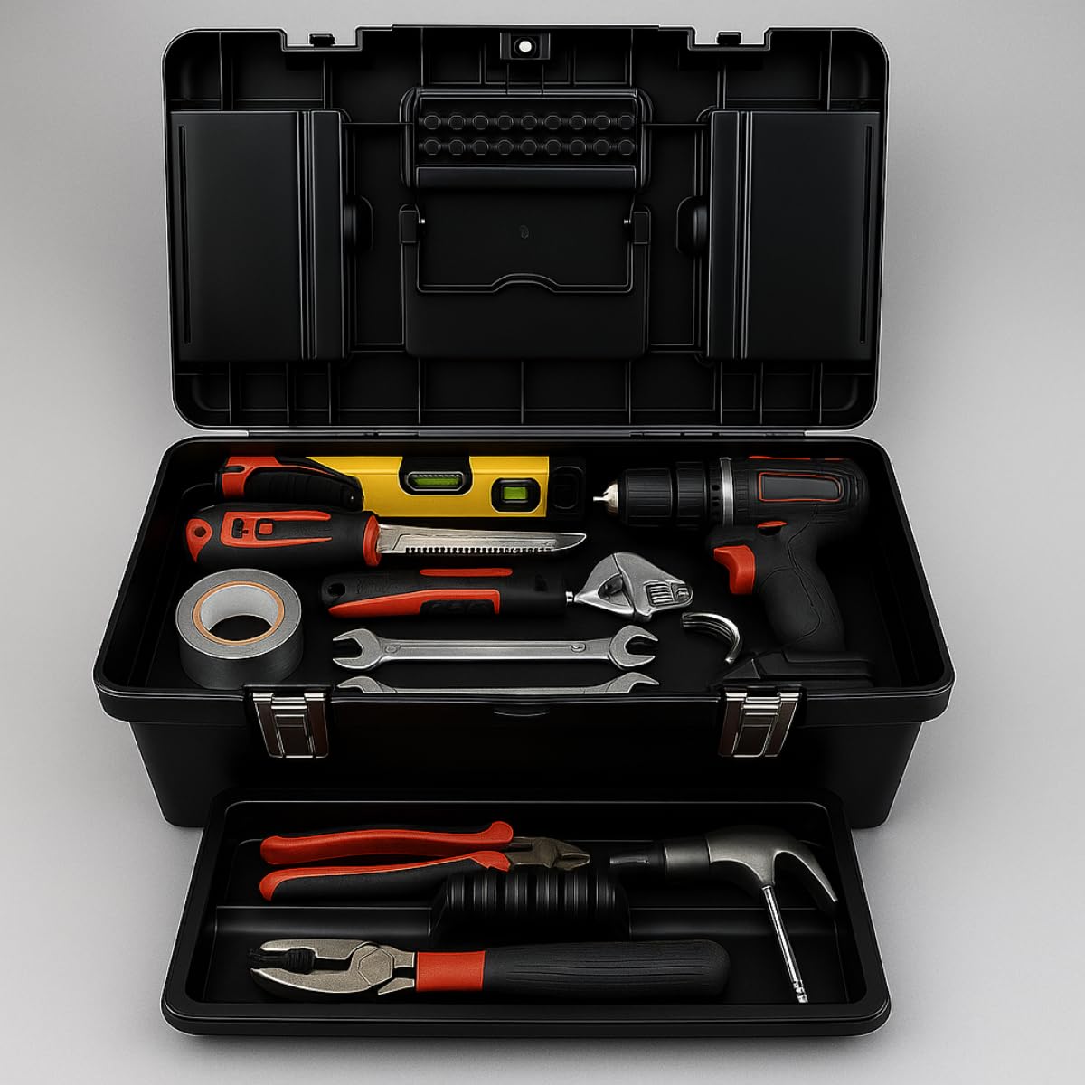 Plastic Tool Box with Metal Latches K5007