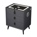 Gray 3 Drawer Solid Wood Nightstand with Speaker and USB Port U3024