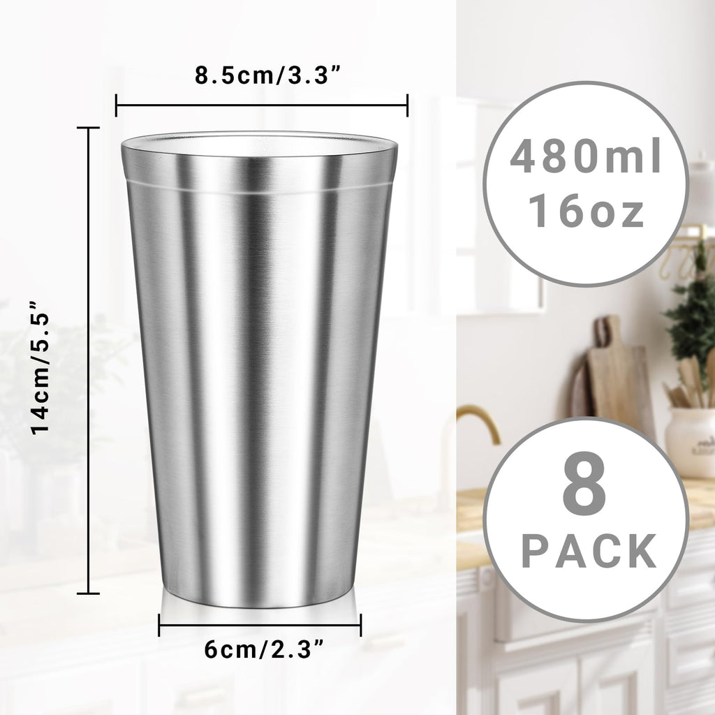 16 oz Stainless Steel Insulated Tumbler 8 Pack P3666