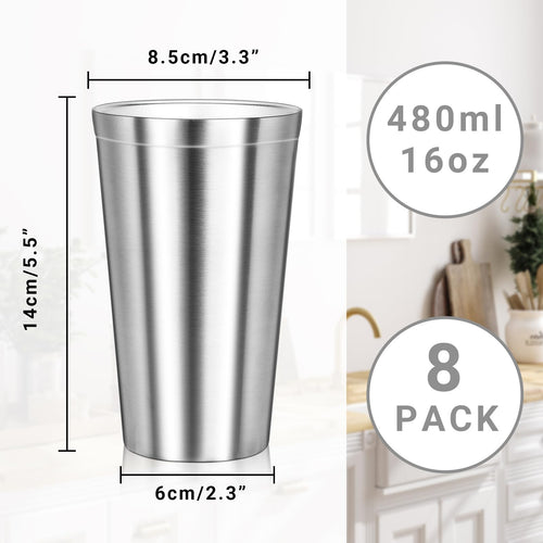 16 oz Stainless Steel Insulated Tumbler 8 Pack P3666