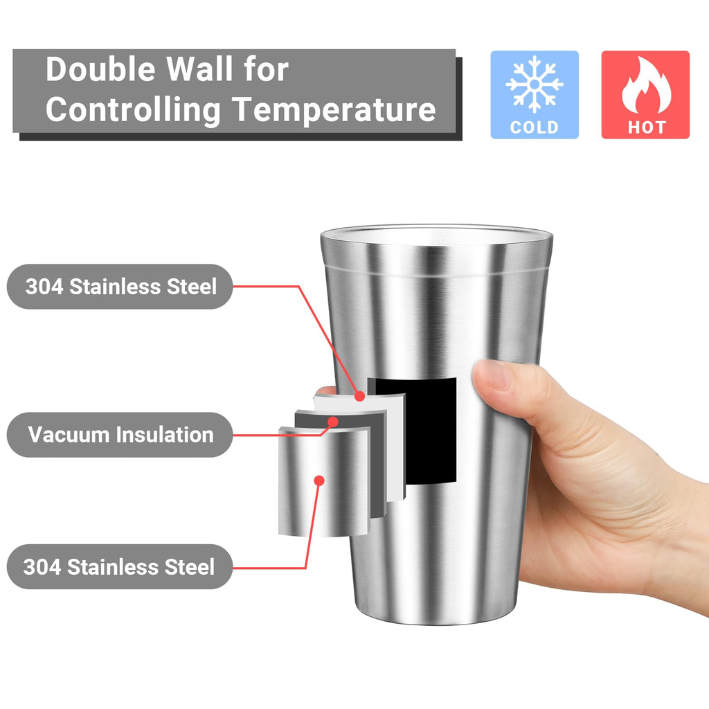 16 oz Stainless Steel Insulated Tumbler 8 Pack P3666
