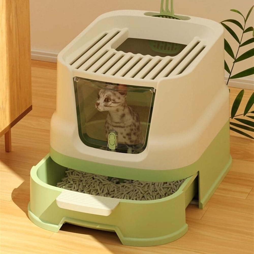 Enclosed Top-Entry Cat Litter Box with Scoop I87448