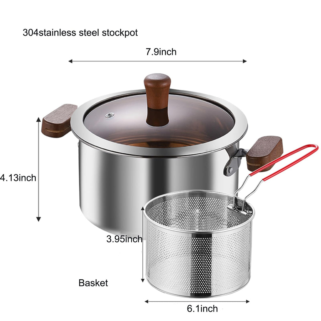 2.8L Stainless Steel Deep Fryer Pot with Basket U833355