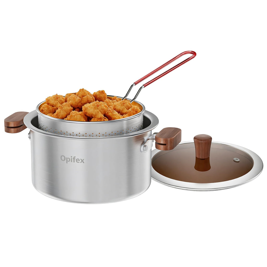 2.8L Stainless Steel Deep Fryer Pot with Basket U833355
