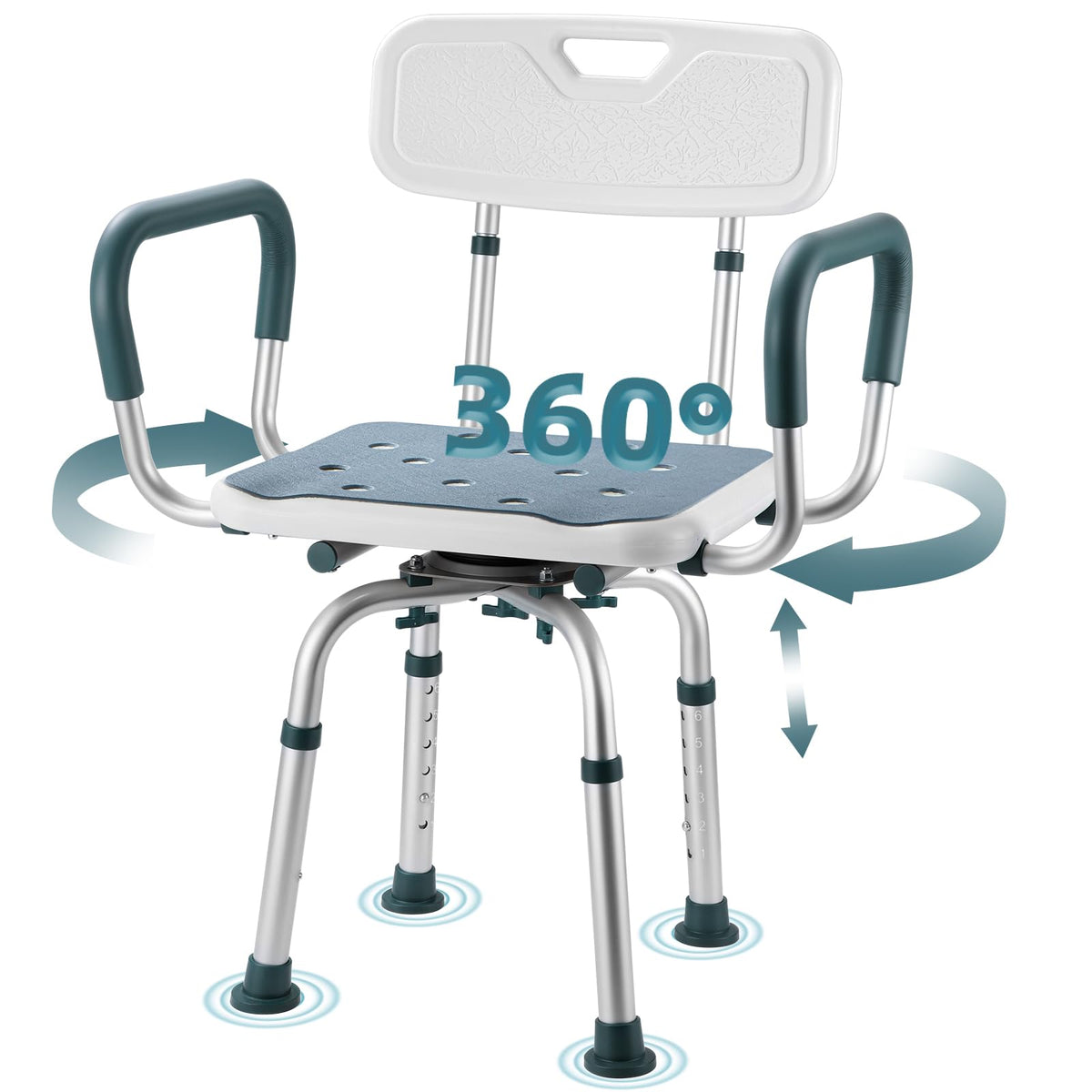 Heavy Duty Swivel Shower Chair with Arms and Back B61009