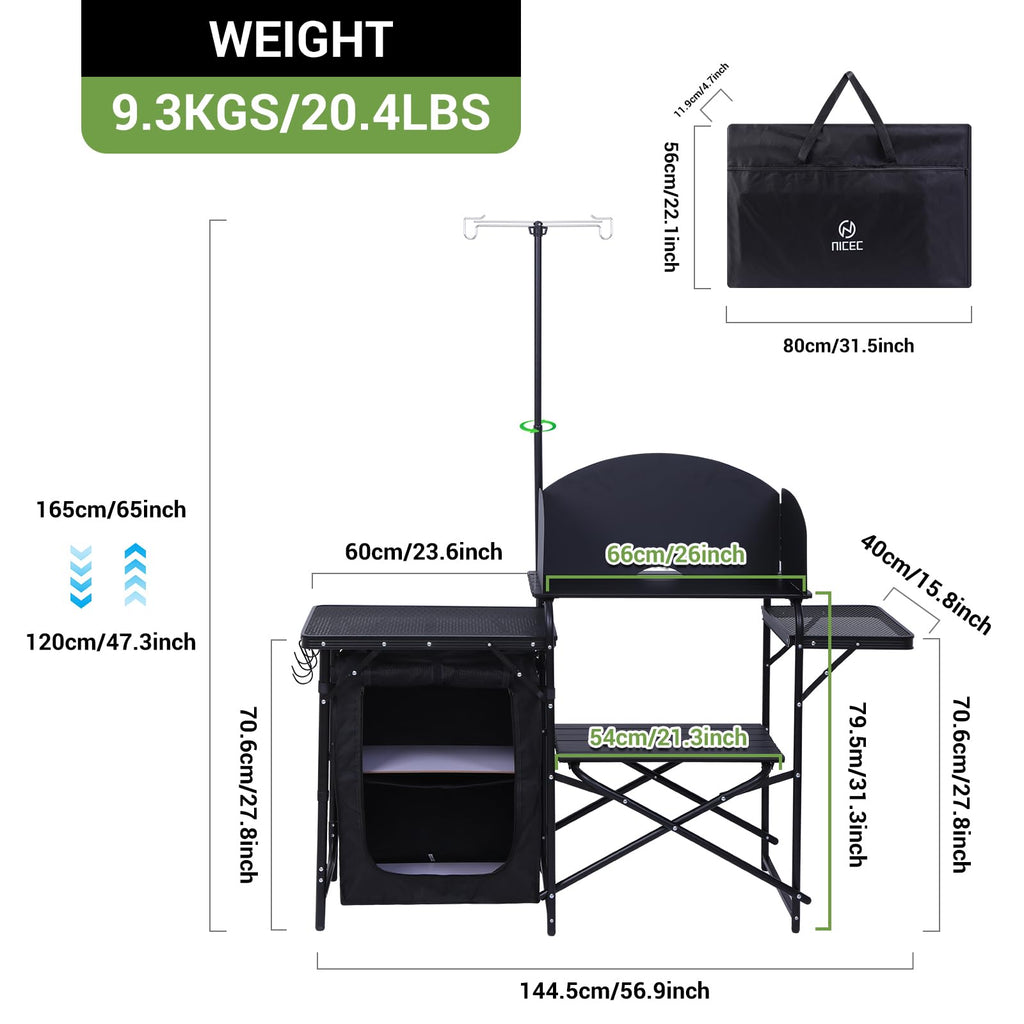 Black Portable Folding Camping Table V6347