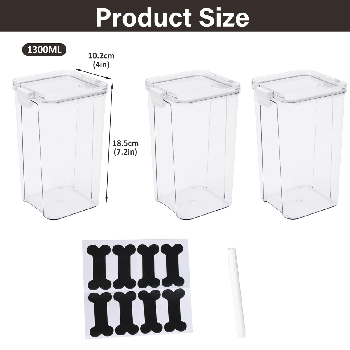 3 Pack Airtight Pet Food Storage Containers with Locking Clips Q5445