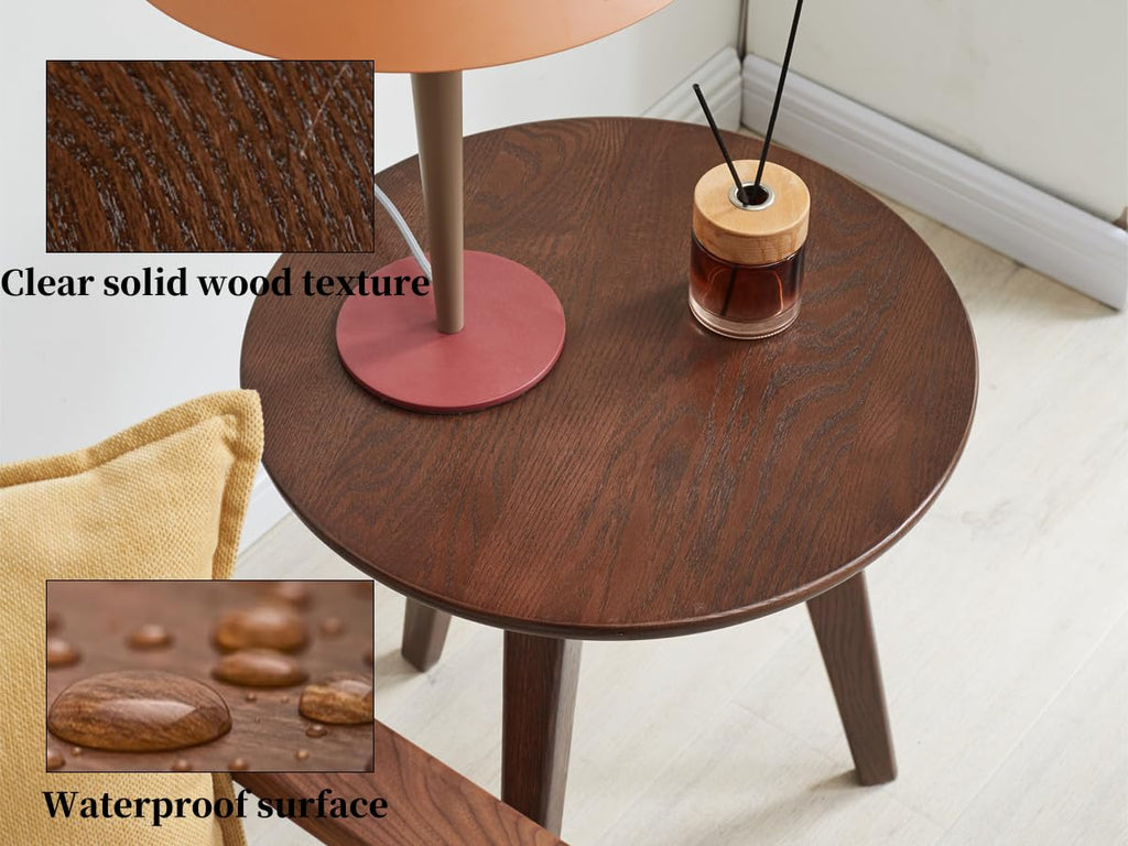 Solid Oak Wood Round Coffee Table W619895