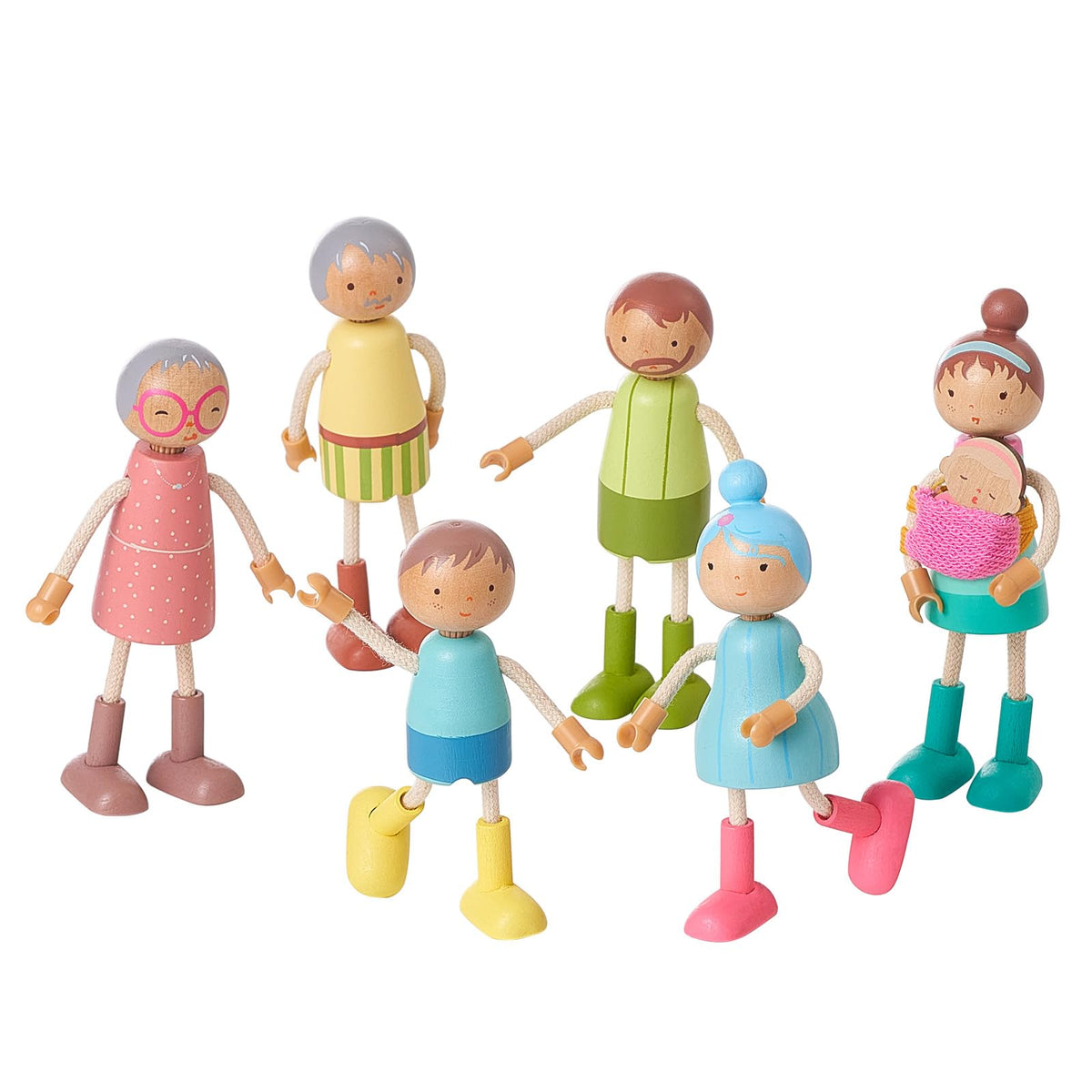 Wooden Family Dolls Set of 7 L511