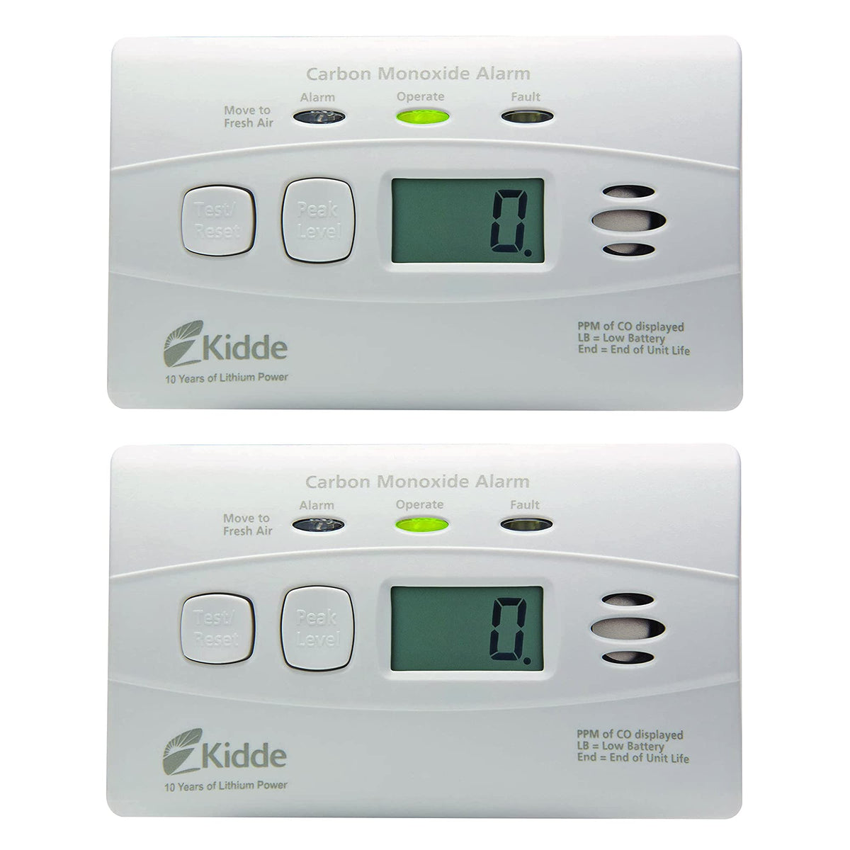 Carbon Monoxide Detector with 10-Year Battery, Digital Display, 2 Pack D765399
