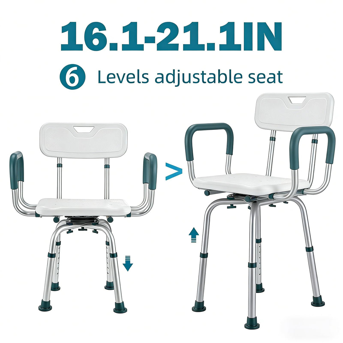 Heavy Duty Swivel Shower Chair with Arms and Back B61009