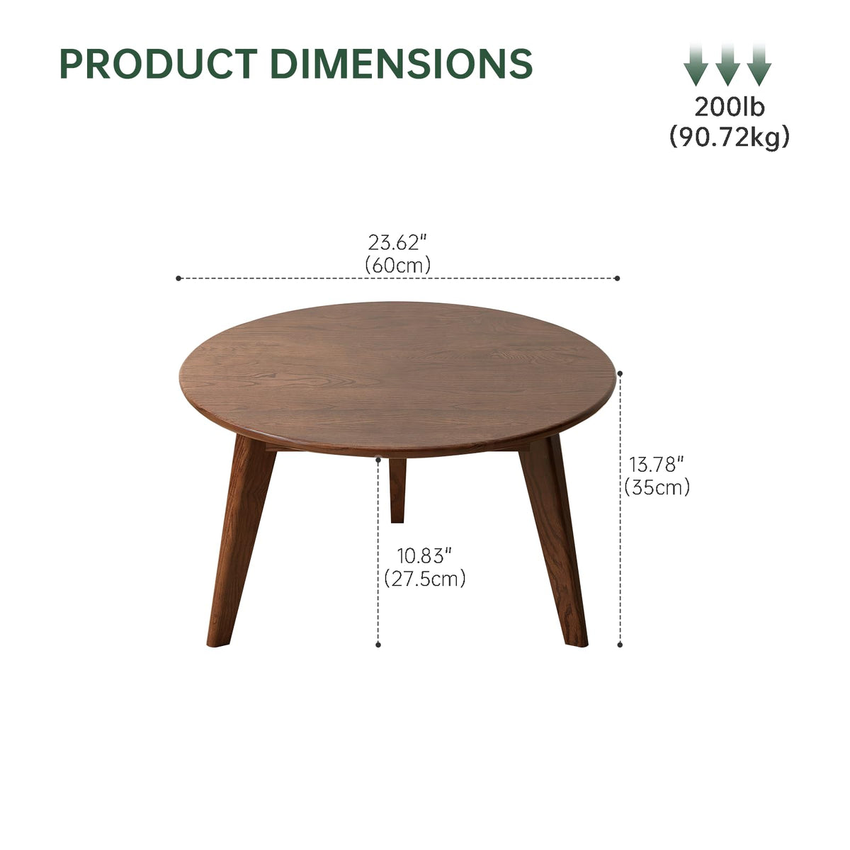 Solid Oak Wood Round Coffee Table W619895