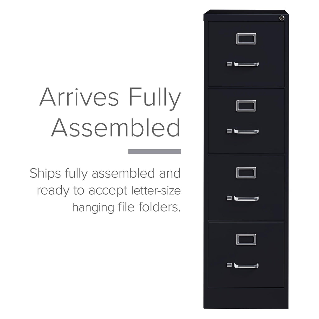 15" W 4 Drawer Vertical File Cabinet, Black, Letter F463