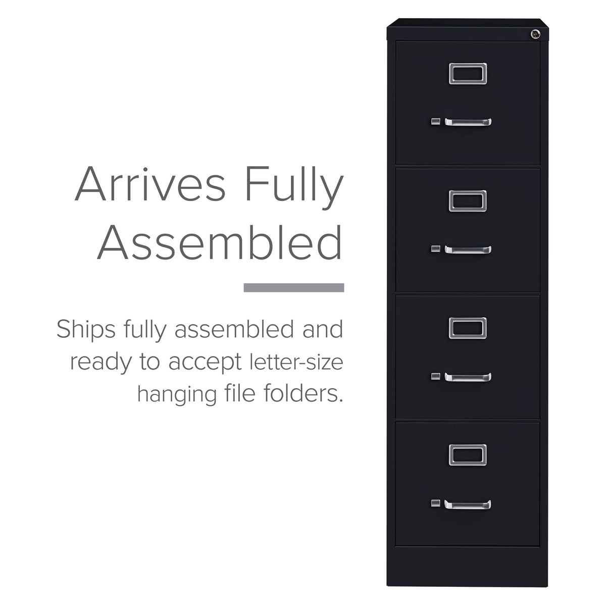 15" W 4 Drawer Vertical File Cabinet, Black, Letter F463