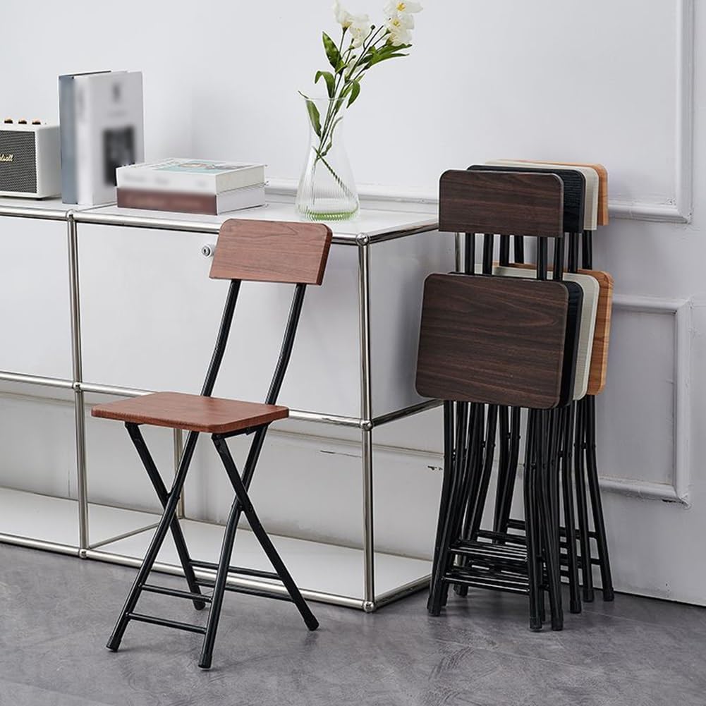 18 Inch Black Metal Folding Bar Stool with Backrest and Footrest P2124