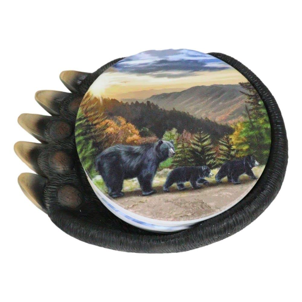 Black Bear Coaster Holder with 4 Coasters Set J230808
