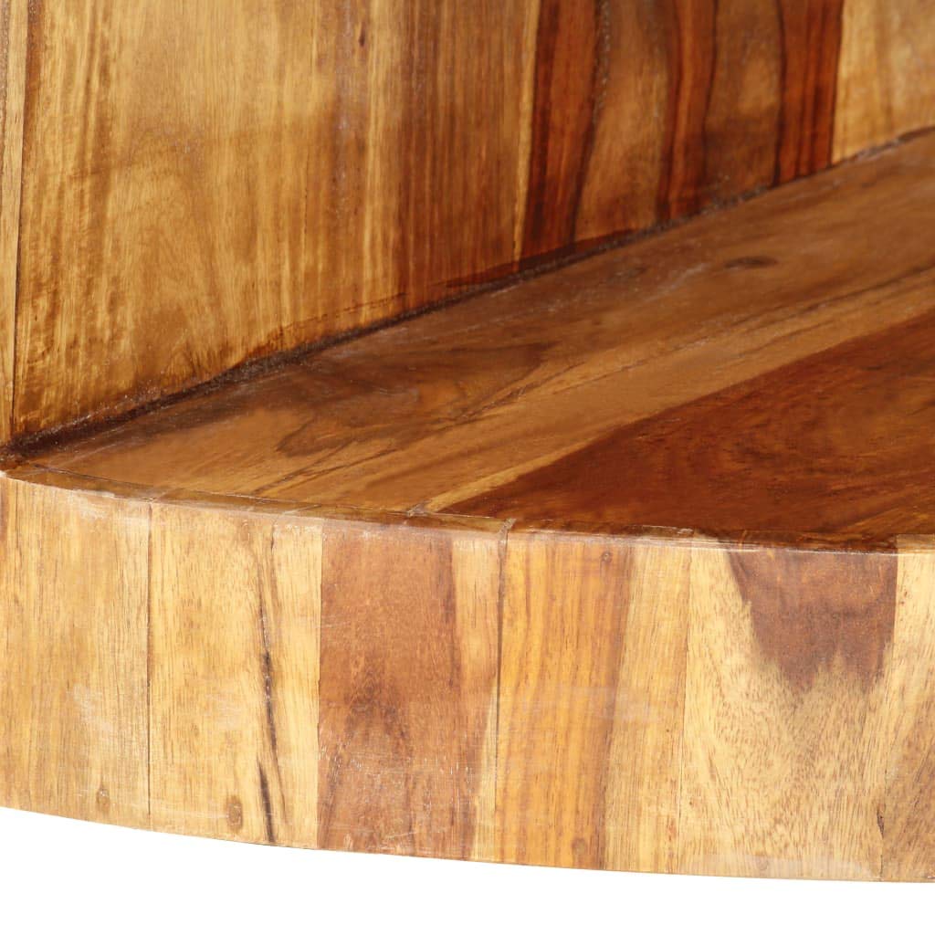 Round Solid Sheesham Wood Coffee Table 25.6"x11.8" W32219