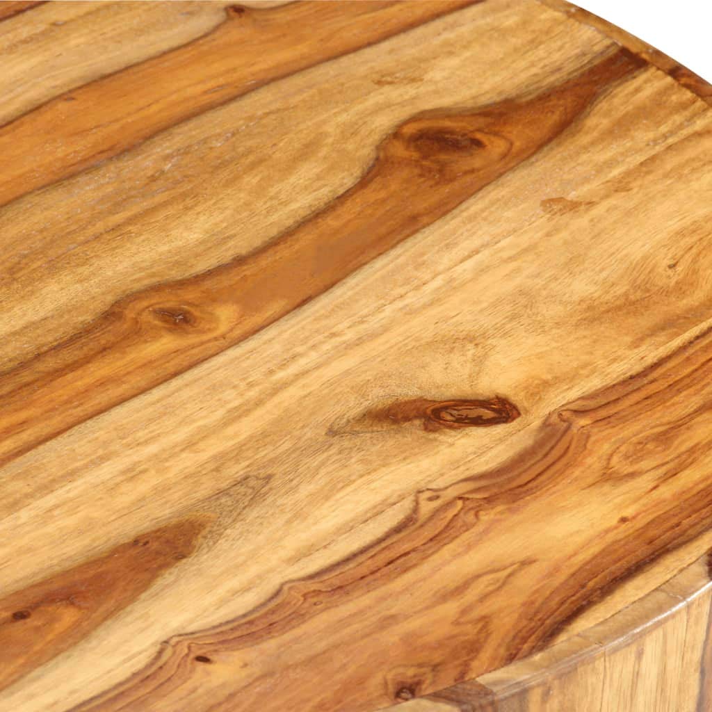 Round Solid Sheesham Wood Coffee Table 25.6"x11.8" W32219