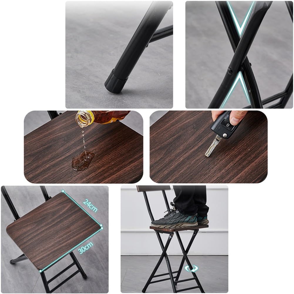 18 Inch Black Metal Folding Bar Stool with Backrest and Footrest P2124