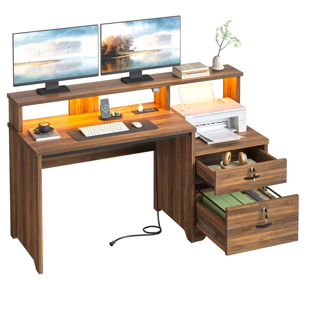 55-Inch Computer Desk with File Drawer O409977