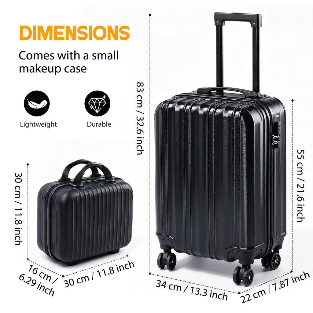 20 Inch Hardside Spinner Suitcase with Makeup Case and Coded Lock N28282