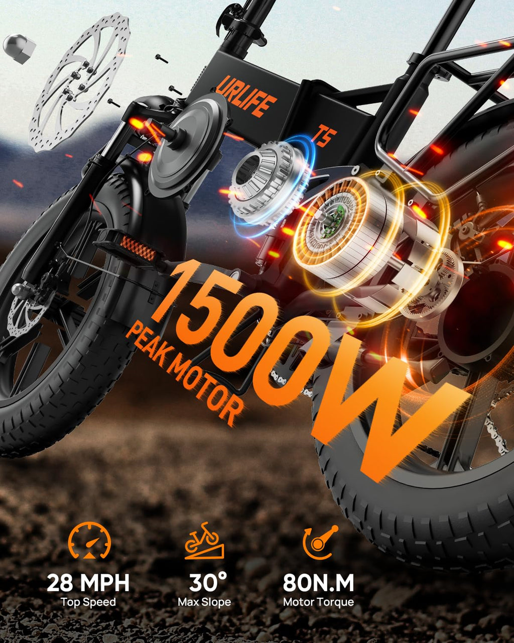 Folding Electric Bike 20" Fat Tire 1500W 48V 13AH O5088