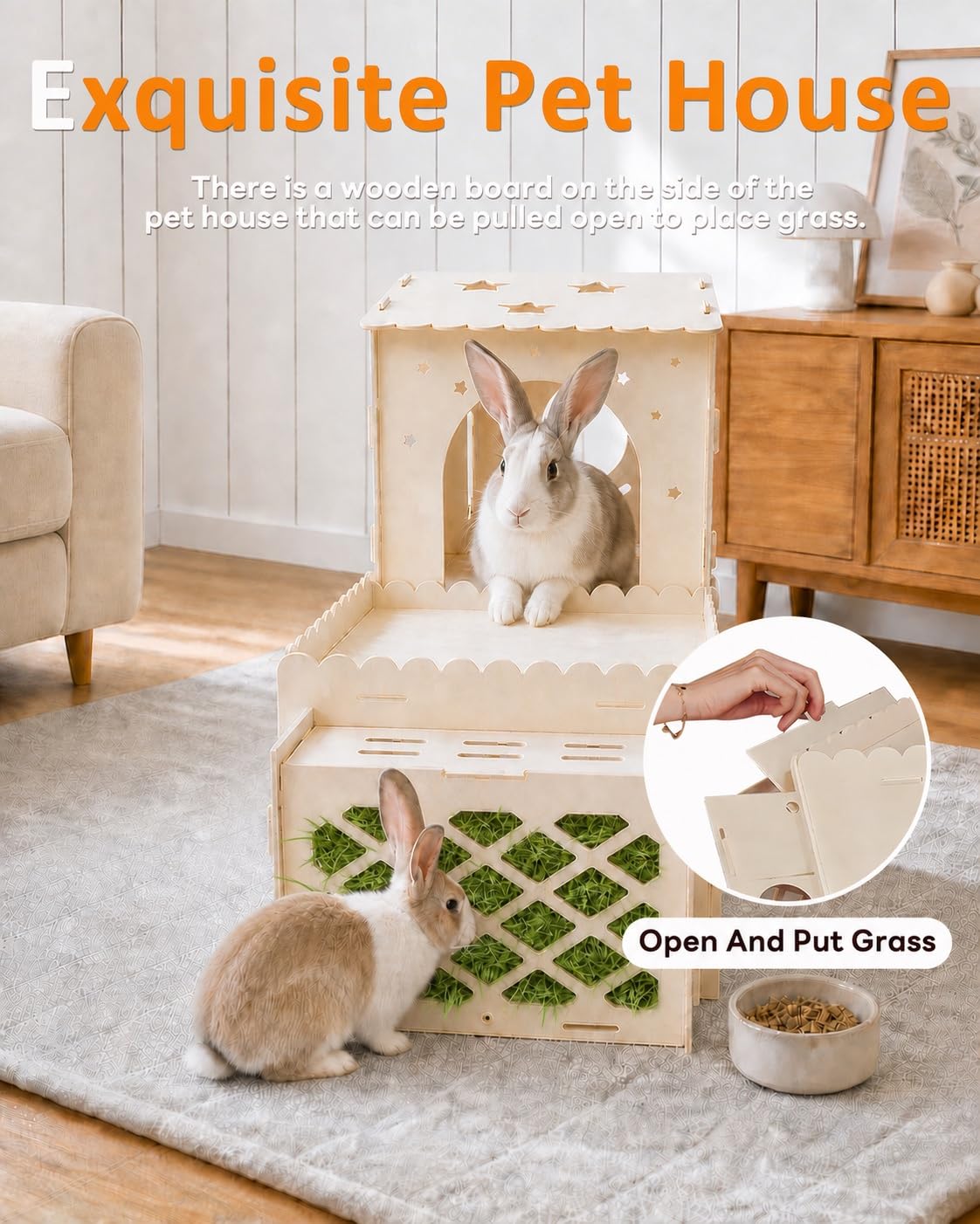 2-Story Wooden Rabbit House M287